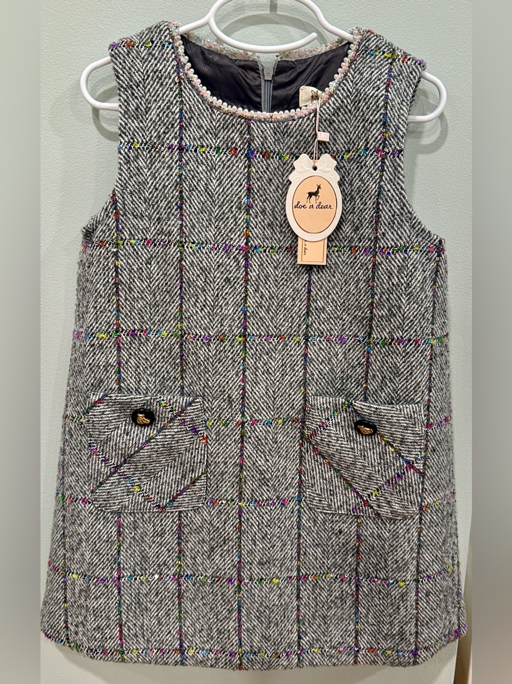 Doe A Deer NWT Girls Tweed colorful Jumper Dress size 5